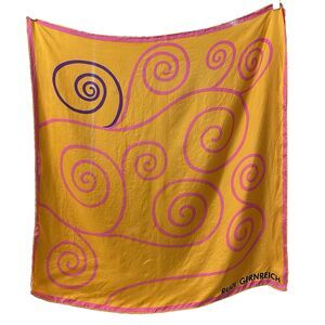 VTG Rudi Gernreich Swirl Silk Scarf Square 30x30 Mod 60s Orange Pink Designer